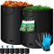 KESSER® Gartensack 6x 500L Set Laubsack Gartenabfallsack inkl. Handschuhe - Selbststehend 4 Griffe Stabil Robust & Faltbar - Laubsäcke Rasenschnitt Gartensäcke für Gartenabfälle Grünschnitt Schwarz
