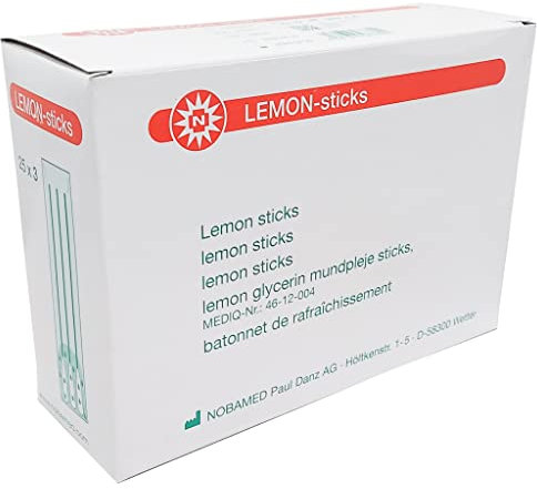 Noba Lemon-Sticks Mundpflegestäbchen, Länge: 11 cm, à 3 Stück verpackt (1 Pack à 25 x 3 Stück)