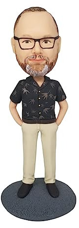 mydedor Benutzerdefinierte Wackelkopf-Figur, maßgeschneiderte Puppe, Mann mit schwarzer Brille, benutzerdefinierter Wackelkopf, Wackelkopf-Figuren