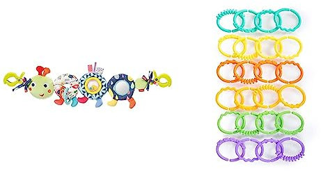 Fehn 055344 Kinderwagenkette Raupe COLOR Friends – Mobile-Kette mit süßer Raupen-Figur zum flexiblen Aufhängen – Für Babys und Kleinkinder ab 0+ Monaten – Größe: 50 cm & Bright Starts