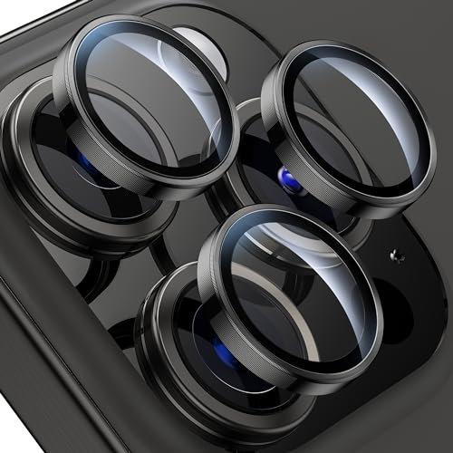 WSKEN für iPhone 15 Pro Max/iPhone 15 Pro Kameraschutz - 9H Härte Kratzfest Blasenfrei, HD Gehärtetes Kamera Metallglas Panzer Schutz Glas Displayschutz Folie,Handyhülle Freundlich,Black Titanium