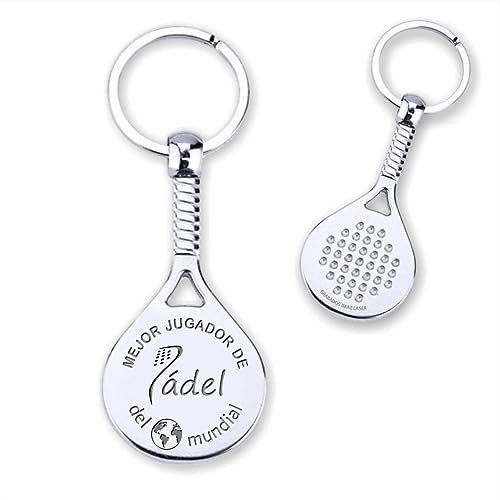 GRABADOS IMAZ LASER® Pala Pádel Llavero Mejor Jugador de Pádel del Mundo Mundial - Regalo Original con Mensaje Grabado Láser - Llavero para Amigos - Llavero Metálico Grabado