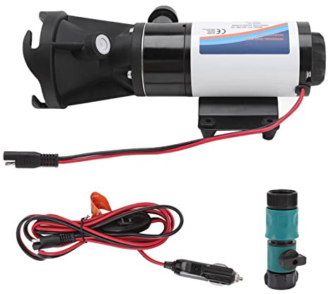 Haofy Bomba Maceradora RV, Bomba de Residuos RV de 12 V, Bomba de Agua Autocebante con Puerto de Descarga de Manguera de Jardín para Barco, Remolque Marino, Inodoro, Alcantarillado,