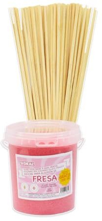 SIDRAL -Azúcar FRESA para algodón de Azucar con 100 Palos de Madera. Azucar para Maquina de Algodon (ROJO)