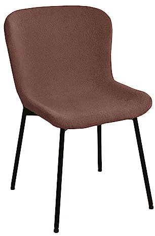 House Nordic Rostfarbener Esszimmerstuhl aus Bouclé-Polyester mit schwarzen Beinen