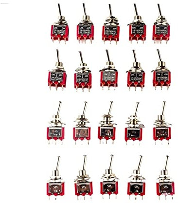 5 Stück Miniatur-Kippschalter, einpolig, Doppelschalter, EIN-EIN/EIN-EIN, 120 VAC, 6 A, 1/4 Zoll, Montage MTS-102 103 202 203 (Farbe: MTS-103) (Color : MTS-203)