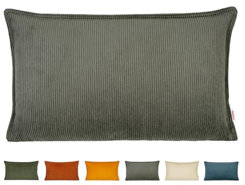 beties - HYggelig No.1 - Kissenbezug Kissenhülle ca. 30x50 cm; Sofakissen & Dekokissen - Trendiger Cord-Samt - mit aufwendiger Jeans-Doppelnaht in Raumausstatter Qualität