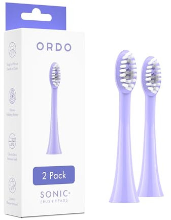 Ordo Replacement Sonic Toothbrush Heads for Teeth Cleaning, Plaque Removal, Silicone Polishing, Deep Clean Bristles, Adults, Pack of 2, Pearl Violet