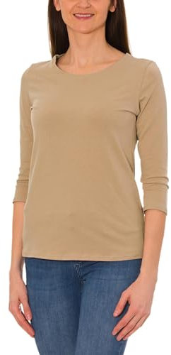 Alkato Damen Shirt 3/4 Arm mit Rundhals, Farbe: Dunkelbeige, Größe: L