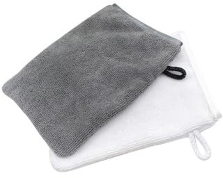 Gants de Toilette en Microfibre,2 PCS Gants Doux en Flanelle Chiffon de Bain Spa Gants Démaquillants Réutilisables