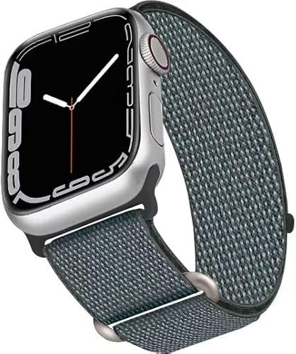 Nylon Armband Kompatibel mit Apple Watch Armband,Verstellbare Sport Loop Strap für 41mm 40mm 38mm iWatch SE Series 9/8/7/6/5/4/3/2/1 Herren Damen,Grey