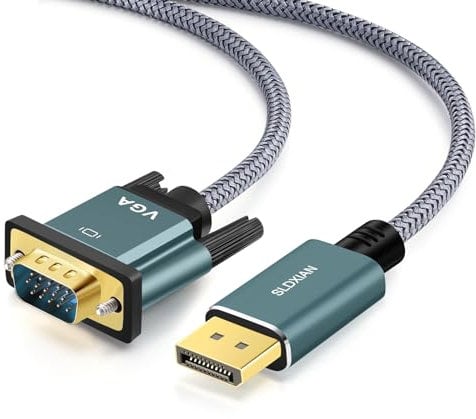 SLDXIAN Cable DisplayPort a VGA, Cable DP a VGA 1080p Conector Chapado en Oro/Macho a Macho Compatible con PC, Laptop, Desktop a Monitor, TV, Proyector (5M)