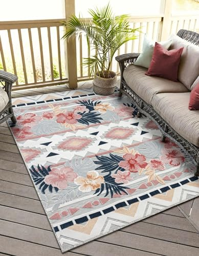 MY-RUG Outdoor Teppich wetterfest 200 x 300 cm, UV beständig & robust für Garten Terrasse, Balkon Küche & Wohnzimmer, kurzflor waschbarer Wohnzimmerteppich, Aurora