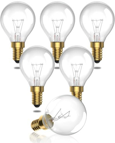 TobeBright E14 Golf Ball Bulb 62W, Dimmable SES G45/P45 Globe Light Bulb Warm White 2700K E14 Classic Mini Globes Clear Round Light Bulb AC 220-240V for Table Lamp, Pendants, Chandelier, 6-Pack