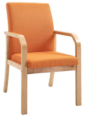 Widppsopt Esszimmerstuhl, mit Armlehne, Kuchenstuhl, gepolsterter Holzstuhl, Esszimmer-Freizeitstuhl aus Stoff mit gepolsterter Rückenlehne (Farbe: ORANGE)