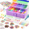 zycBernoi 18000+ Loom Band Kit for Girls with 3 Tier Craft Storage Box, 30 Colors Rubber Band Bracelet Kit, Elastic Bracelet Making Kit for Kids Birthday Christmas(Purple)