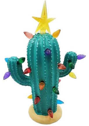 XWZSHMH Décoration en résine de cactus - Décoration LED - Lumière d'intérieur - Atmosphère - Plante verte - Cour