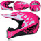 SMTSEC Motocross Helm Damen Herren Full Face MTB Helm Motorradhelm Cross DOT/ECE-Zertifizierter Mit Schutzbrillen Maske Handschuhe Downhill Helm Mopedhelm Schutzhelm Für Cruiser Chopper,Pink-M