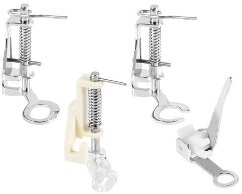 Lot de 4 Grands Pieds Presseurs en Métal pour Repriser/Mouvement Libre pour Machines à Coudre Singer Brother Janome et Autres, Comprenant Pied de Quilting et de Broderie à Bout Fermé ou Ouvert