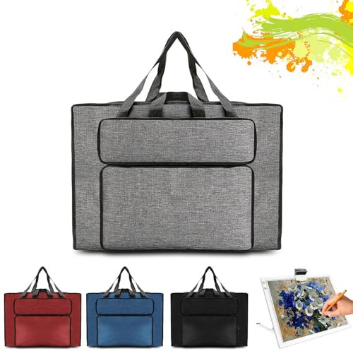 MeYuxg Zeichentasche A2, Künstlermappe Handtasche, wasserdichte Kunsttasche, Skizzenblock Zeichenblock A2 Tragetasche für Kunstbedarf Lagerung, Malkunstpaket für Studio und Outdoor-Skizzen (Grau)