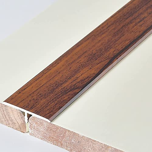 GUTUYEHKEA Carpet edging Wood Look T-Moulding Floor Transition Strips - 33mm Wide Aluminum Flooring Gap Filler,for Tile Floors/Hardwood Floors/Vinyl Plank/Laminate(Rosewood)