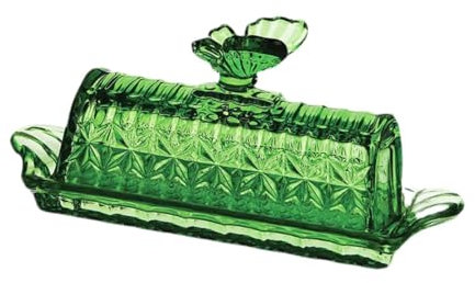 LOVIVER Butter Dish with Lid Butter Keeper Kitchen Accessory Dessert Tray Butter Plate for Bar Countertop Fridge Restaurant Household, Green