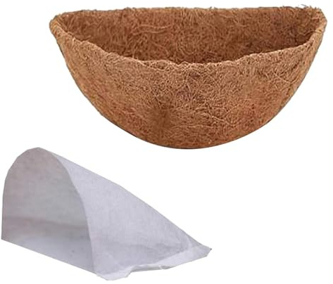 Coco Liner - Hanging Basket Liner | 14 Inch Liner for | Coco Planter Basket Liner | Replacement Liner Coco | Tightly Woven Preformed | Good Water Retention, 40cm long, See description