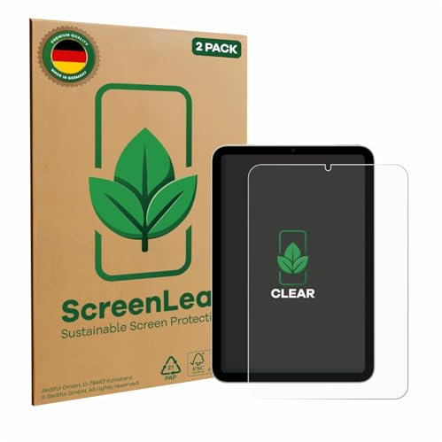 ScreenLeaf (2 Stück Schutzfolie für Apple iPad Mini 6 WiFi 2021 [nachhaltiger Displayschutz, Folie, transparent, kratzfest]