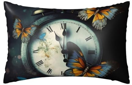 Satin-Kissenbezug mit Uhr-Schmetterlingen, für Haar und Haut, ähnlich wie Seidenkissenbezüge, Queen-Size-Größe, 50,8 x 76,2 cm, glatte kühlende Kissenbezüge zum Schlafen, beste Geschenkidee