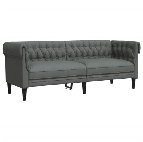 Genérico Wenjingqi 372557 Chesterfield-Sofa, Stoff, Dunkelgrau, Dunkelgrau