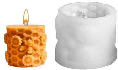 Honigkamm Silikonform, 3D Bienenzylinder Kerzenform Kerzenformen Zum Gießen Formen Für Duftkerzen Home Decoration Für Handwerk