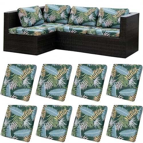 LiveGo Outdoor-Terrassenkissenbezüge, waschbare Ersatz-Schonbezüge für Sofa- und Couchkissen, weich und langlebig, Sitzschoner für Terrassenmöbel (8, Grüner Wald)
