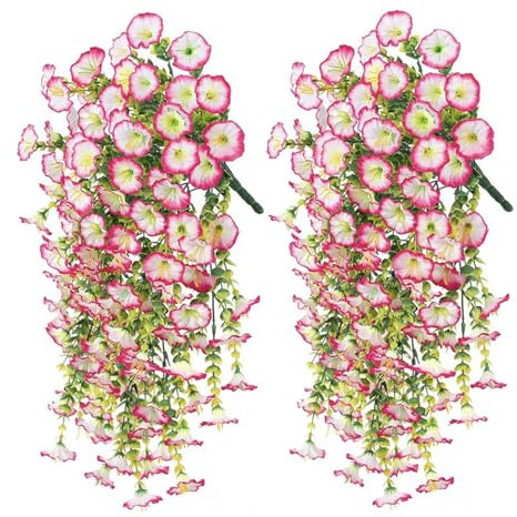 DOMTKBE Fleur Tombante Artificielle, IpoméEs Artificielles Suspendues, IpoméEs en Plastique RéSistantes à La Pluie Et Au Soleil, Parfaites pour DéCorer Un Jardin, Une VéRanda Ou Un Mur (2pcs*03)