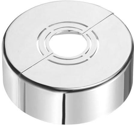 sourcing map Wall Split Flange, 1 Pcs 70x25 mm - Cuttable ABS Round Escutcheon Plate Cover Buckle, Shower Arm Flange for 20/25/33mm(0.8/1.0/1.3 Inch) Water Pipe Faucet Decoration (Silver)