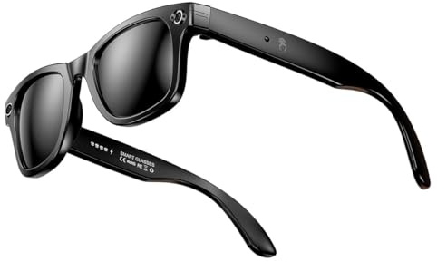 Enzemit AI Smart Glasses with Camera, HD Photo and Video, Bluetooth Sunglasses with Built-in Speakers, Wireless Music and Calls (Black Sunglasses)