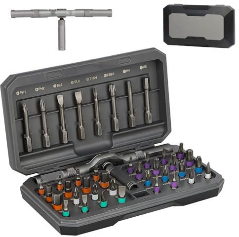 QKTYB Ratschenschraubendreher, 42-in-1 Magnetisches Schraubendreher Set mit Abnehmbarem Ratschengriff, S2 Stahlbits, Feinmechaniker Werkzeug Set für Möbelmontage, Heimwerken, Auto