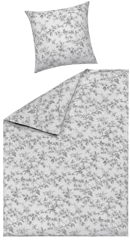 Casa Nova Satin-Bettwäsche - 135 x 200 cm - Weiß - Grau - Baumwolle - mit Reißverschluss
