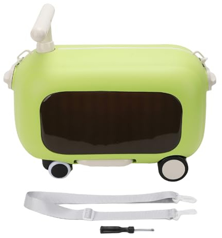 Fockety Kinder Koffer zum Fahren, um 90 Grad klappbares Pedal-Handgepäck mit Gurt, große Tragkraft von 25 kg, multifunktionaler Koffer für Kleinkinder zum Fahren auf Reisen (Green)