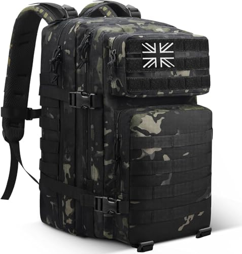 Panavage | Military Tactical Backpack 45L | Waterproof Rucksack with MOLLE, Laptop Compartment | 3-Day Assault Pack for Hiking, Camping, Hunting | Unisex