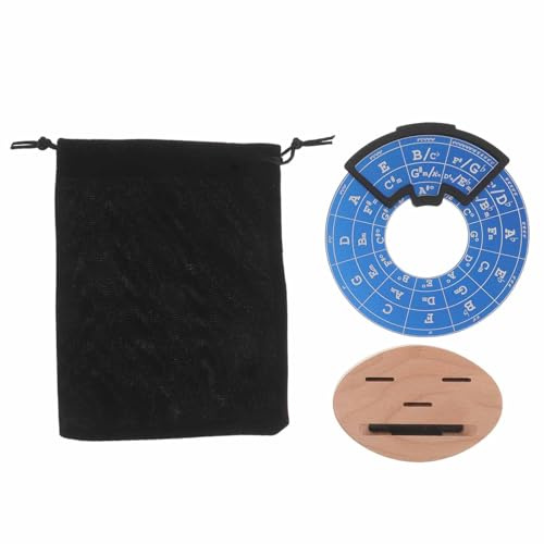 Gitarrenakkordrad Quintenzirkel A11 Blau mit Standfuß | Musiktheorie Zubehör für Unterricht und Selbststudium, Kreative Optik, Metall Holz Stoff