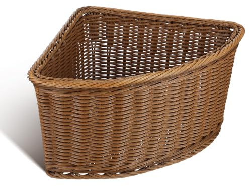 Luxshiny Corner Wicker Storage Basket Triangle Shelf Organiser Basket | Handwoven Corner Basket For Shelves Wardrobes And Cupboards. Decorative Storage Organiser For Bathroom And Kitchen Essentials