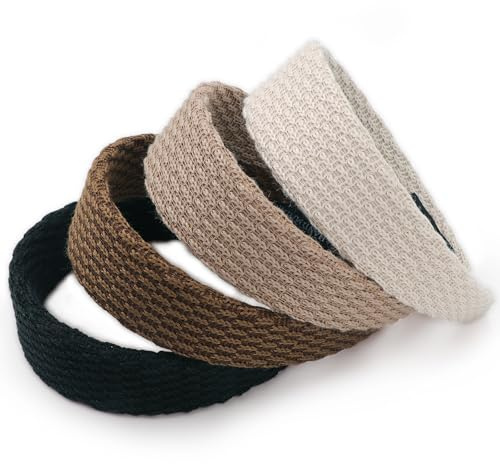 DRESHOW 4 Pièces Bandeaux pour Femmes et Filles Bandeau en Tricot Fin Mode et Mignons Couleurs Unies Non Glissant Cheveux Accessoires