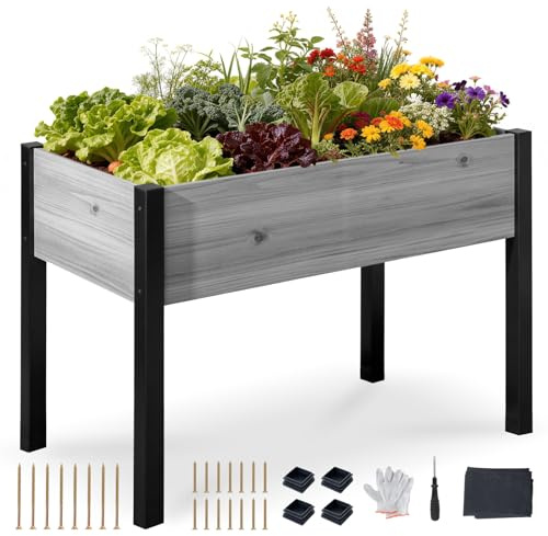 ZIKEBTUY Hochbeet aus Holz - 116x60x80cm Großes Erhöhtes | Stabil Pflanzkasten & Blumenkasten - Pflanzbeet Kräuterbeet Blumenbeet für Garten Balkon Terrasse