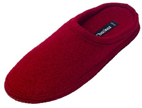 bacinas warme Filz Hausschuhe Damen Dunkel-Rot - flache Filzpantoffeln Schafswolle Slipper 39/40
