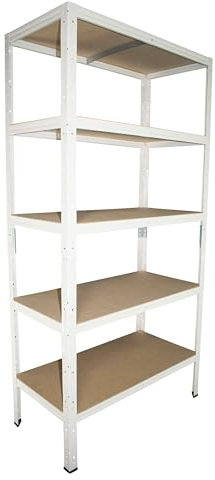 Shelf Creations BASIC Schwerlastregal 180x120x40cm weiß 5 Böden Steckregal Kellerregal Lagerregal Werkstattregal Archivregal Haushaltsregal Ordnerregal Metallregal Garagenregal Fachbodenregal