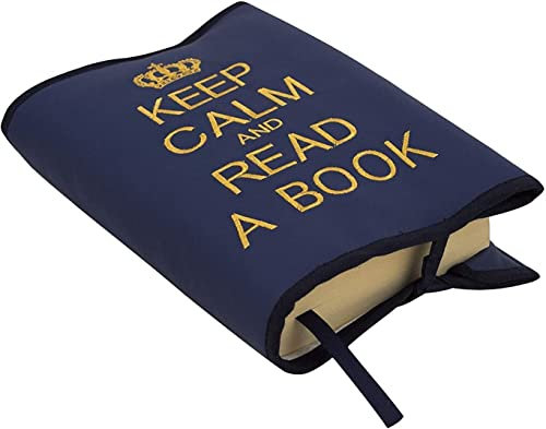 Kalender, Notizbuch und Buchhülle, Buchumschlag oder Schutzhülle für Bücher und Tagebücher auf Öko-Leder. Keep Calm. Verfügbar in mehrere Farbene. (Dunkelblau/Golden)