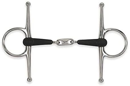 Shires Equikind Plus Full Cheek Peanut Link Bit 4 1/2 inch Silver Black