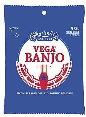 Vega® Banjo-Saiten - Nickel, mittlere Stärke | 5-Saiten-Set für Bluegrass, Clawhammer & Folk | langlebige Nickel-/Stahllegierung