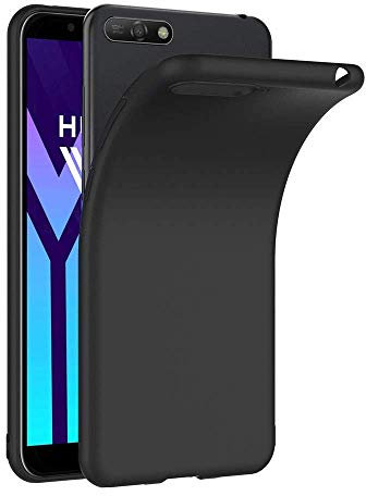 COPHONE Hülle kompatibel mit HUAWEI Y6 2018 , Schwarz Silikon Schutzhülle für Y6 2018 Case TPU Bumper HUAWEI Y6 2018 Handyhülle