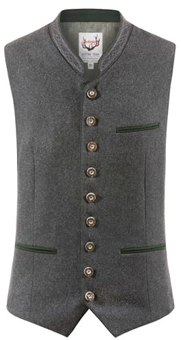 Stockerpoint Weste Sirius Trachtenwesten, Grigio (Grau/Tanne Grau/Tanne), XX-Small (Taglia Produttore: 44) Uomo